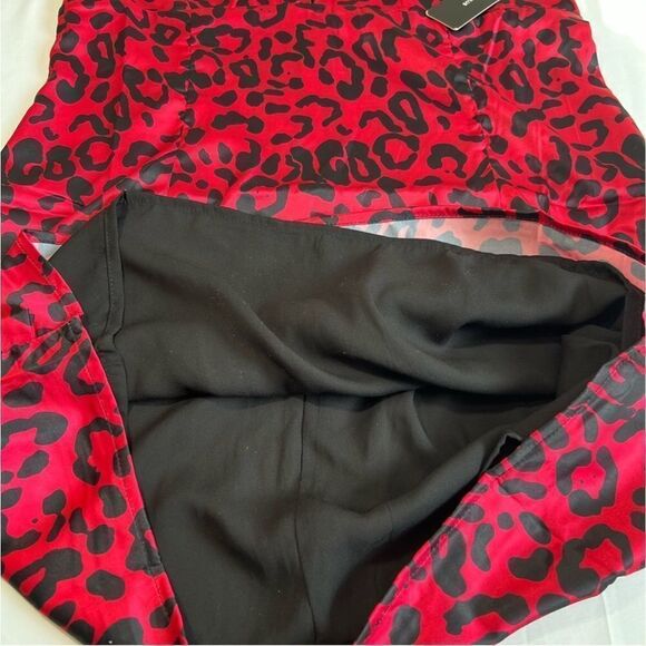 Lulu’s Red Leopard Print Satin Slip Mini Dress New With Tag Size Large - Picture 6 of 13